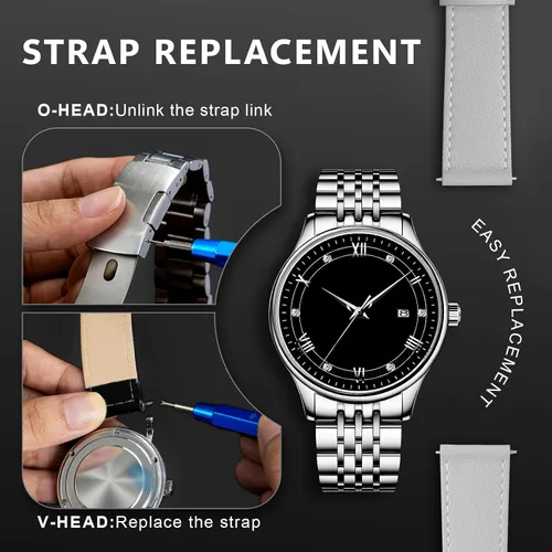 Vista 7 de Kit de reparación de relojes Jorest + Herramienta de presión para relojes, reemplazo de batería, ajuste de correa, llave para abrir la cubierta