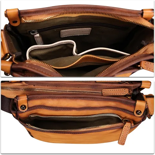 Vista 7 de IVTG Bolso de mensajero de cuero genuino para hombre, bolso cruzado de hombro, casual, mochila de día, bolso de trabajo, negocios, diario