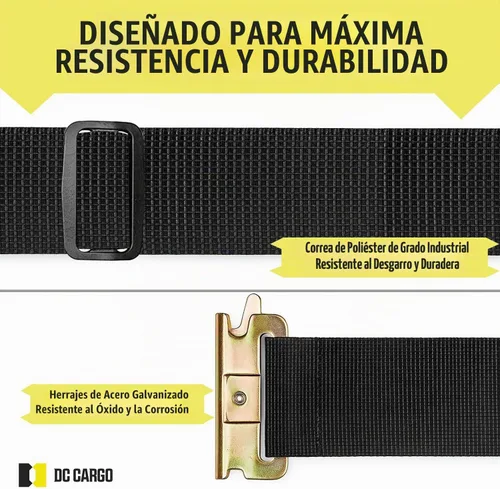 Vista 4 de DC Cargo Mall Correas E Track – Paquete de 4 – Correas de amarre ajustables y estándar resistentes de 12 a 22 pulgadas, compatibles con accesorios