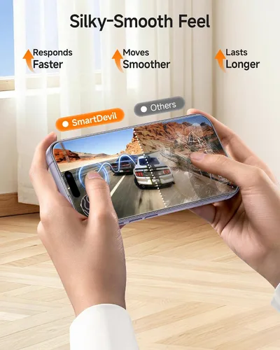 Vista 9 de SMARTDEVIL Paquete de 3 protectores de pantalla para iPhone 17, vidrio templado óptico transparente 9H, 2 veces resistencia a los impactos
