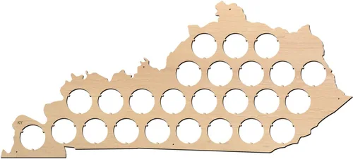 Vista 10 de All States Beer Cap Map Connecticut – 16 x 12 pulgadas – 56 tapas – Connecticut Beer Cap Holder – Madera contrachapada de abedul