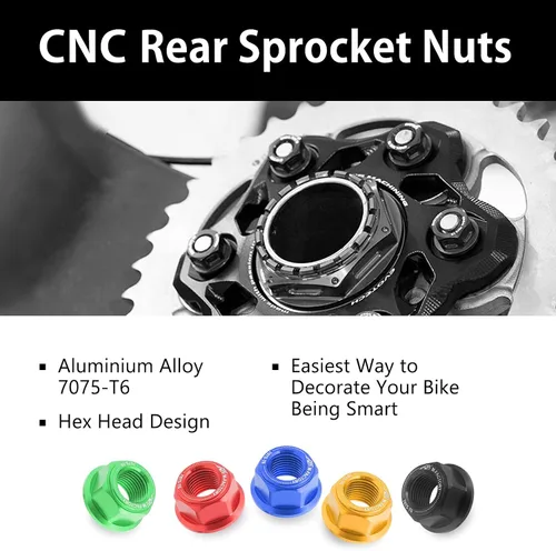 Vista 5 de MC MOTOPARTS Tuercas de piñón trasero de carreras CNC negras compatibles con GSX-R 750 GSXR1000 GSF1200 SV650 Vstrom 650 TL1000R