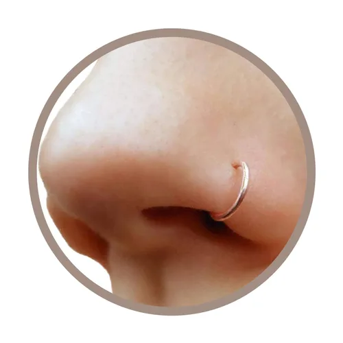 Vista 8 de 925 Sterling Silver Fake Clip on Nose Ring, 20g Tiny Faux Non Piercing Huggie Hoop