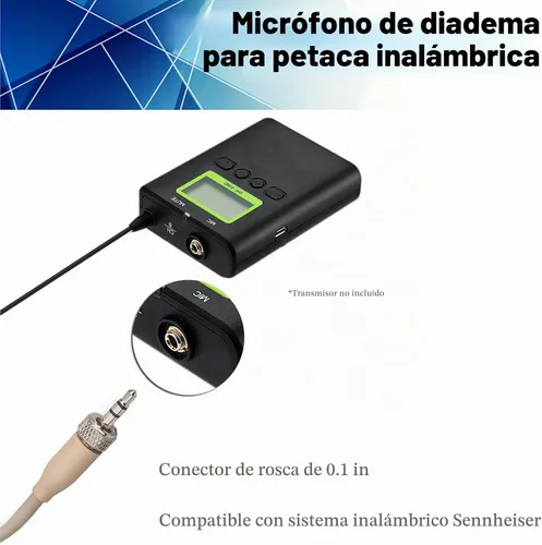 Vista 3 de Auriculares con micrófono para colgar sobre la oreja para Sennheiser Wireless System Bodypack transmisor, ideal para conferencias, actuaciones