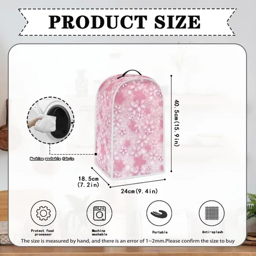 Vista 6 de doginthehole Fundas para licuadora, cubierta estética de flor de cerezo rosa, cubierta para batidora de cocina, cubierta para electrodomésticos
