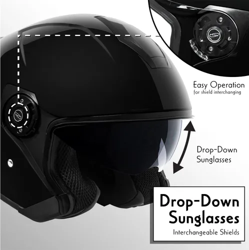 Vista 5 de VCAN V88 - Casco de motocicleta de cara abierta de 3/4, aprobado por ECE y DOT