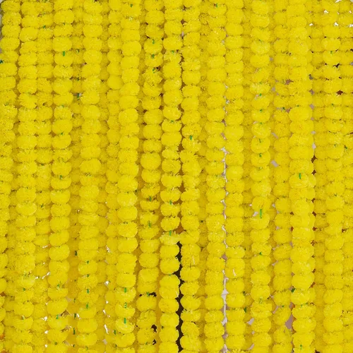 Vista 13 de DIYANA IMPEX Guirnalda de caléndula para decoración, 5 piezas de 5 pies de largo, flores de caléndula artificiales, decoración india para Pooja