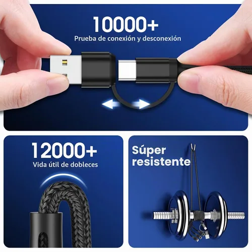 Vista 6 de Ankndo - Cable de carga múltiple 6 en 1, cable cargador múltiple para todos