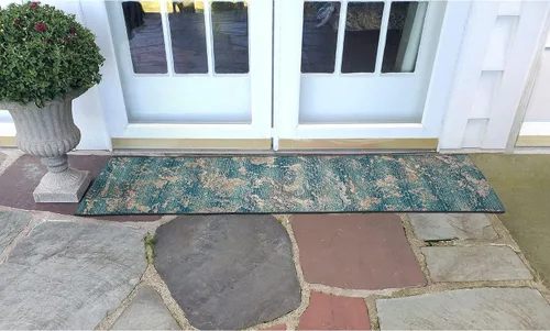 Vista 80 de Liora Manne Marina - Alfombra de área duradera de mezcla sintética tejida a máquina para interiores/exteriores - Gráfico contemporáneo océano global