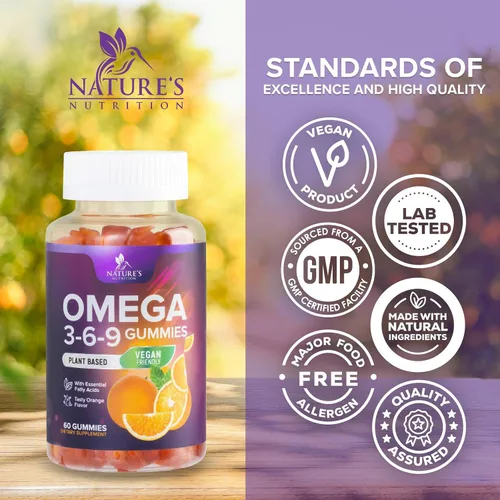 Vista 4 de Gomitas Omega 3 6 9 – Suplemento vegano Omega 3 Gomitas – Aceite de ácidos grasos esenciales 369 Complejo de apoyo cardíaco y apoyo cerebral