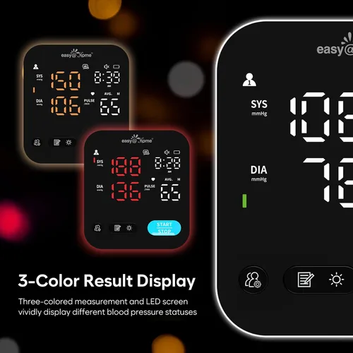 Vista 3 de Monitor de presión arterial para uso doméstico: máquina inteligente Easy@Home BP con aplicación MyHeartPal gratuita, brazalete XL de presión