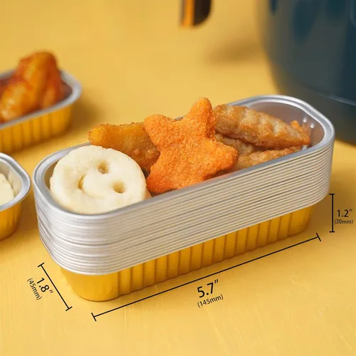 Vista 2 de 20 piezas moldes rectangulares mini para pan con tapas, mini moldes para pasteles con tapas, moldes desechables ramekins tazas para hornear moldes