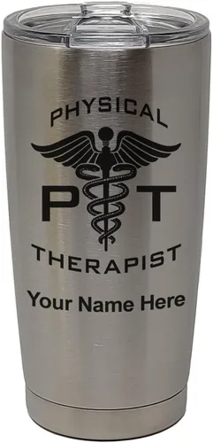 Vista 31 de LaserGram PT Physical Therapeut, vaso aislado al vacío de 20 onzas, grabado personalizado incluido (negro)