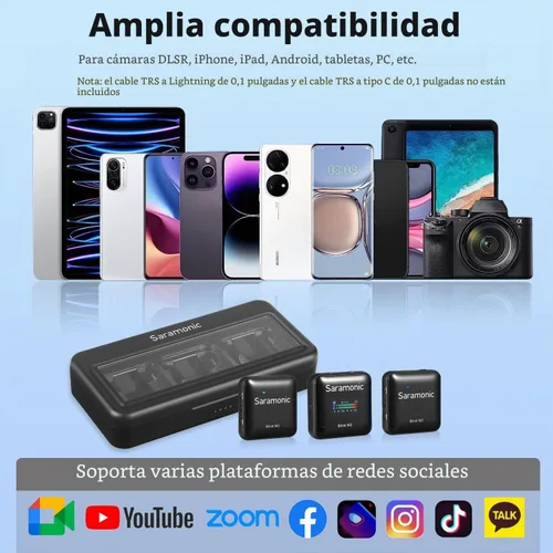 Vista 7 de Saramonic Blink M2 - Micrófono inalámbrico Lavalier para cámaras, grabación integrada, rango de 656 pies, duración de la batería de 12 horas