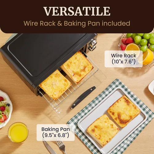Vista 10 de Elite Gourmet ETO490 horno tostador de encimera de 9L/4 rebanadas con temporizador de 30 minutos, control de temperatura ajustable, incluye bandeja