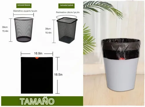 Vista 6 de Feisco Bolsa de basura negra de 3 galones, bolsa de basura con cordón pequeño, 100 unidades, 0.55 mil