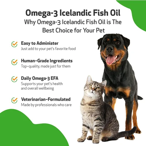 Vista 5 de Pet Wellbeing Aceite de pescado islandés omega-3 para perros, pescado salvaje, agua fría, piel y pelaje saludables, salud y movilidad