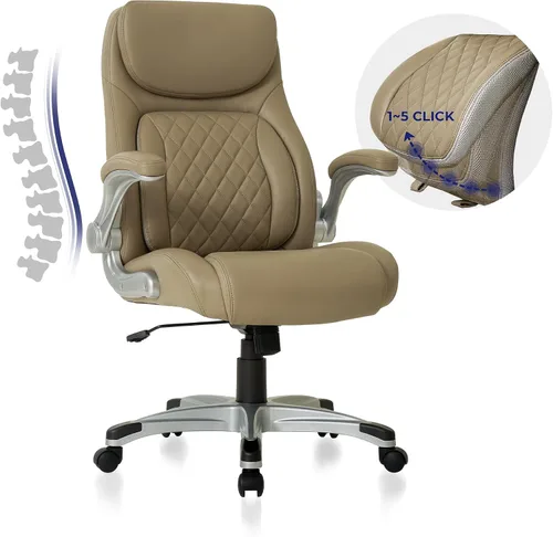 Vista 9 de Nouhaus Silla Ergonómica de Oficina de Cuero de Microfibra Premium, Soporte Lumbar Ajustable y Reposabrazos, Respaldo Alto, Cómodas Sillas