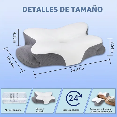 Vista 3 de Almohada cervical de espuma viscoelástica, almohada refrescante para dormir, almohadas ergonómicas de espuma viscoelástica para apoyo del cuello