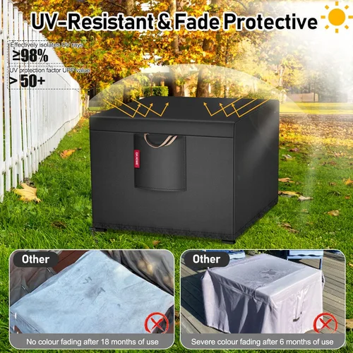 Vista 5 de QH.HOME - Cubierta para hoguera de 28 pulgadas, cubiertas cuadradas para hoguera de 28 pulgadas - Cubierta resistente para chimenea de gas y mesa