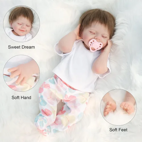 Vista 4 de Zlgkjk Reborn - Muñecas de bebé dormidas realistas con cuerpo completo de silicona de vinilo suave, muñecas de bebé realistas de 18 pulgadas