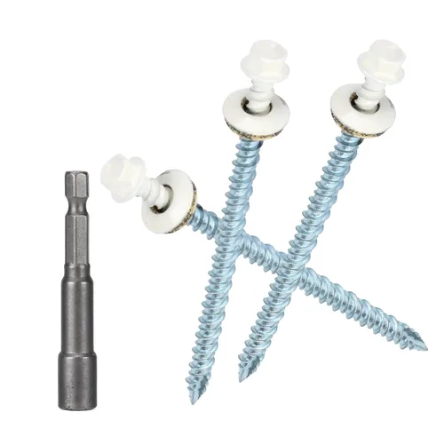 Vista 32 de Tornillos para techos de metal de 10 x 1 pulgada, tornillo para techo de chapa metálica con cabeza hexagonal negra y arandela EPDM para techos