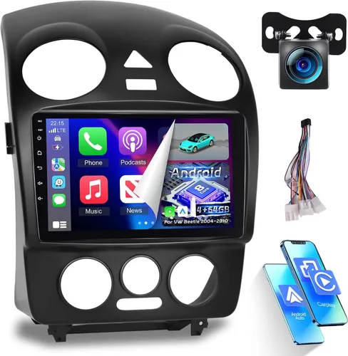 Vista 8 de 2+64G Carplay - Radio inalámbrica para coche Android para VW Beetle 2004-2010, pantalla táctil de 9 pulgadas con Android Auto/DSP/UI