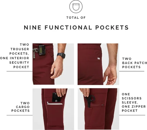 Vista 5 de FIGS Pantalones médicos cargo Cairo, ajuste clásico de pierna recta