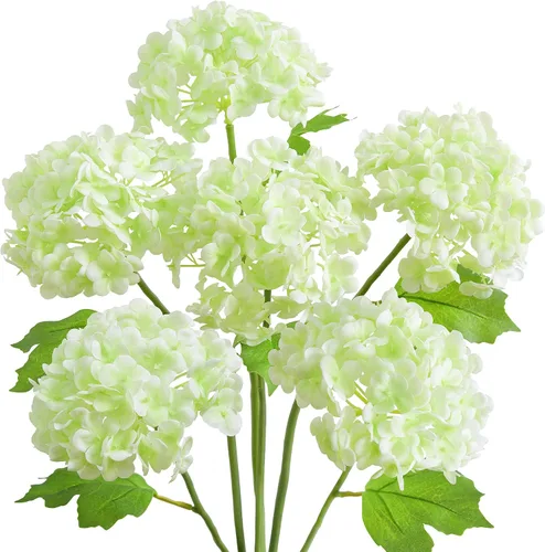 Vista 10 de FiveSeasonStuff 6 Real Touch Hydrangea Artificial Flowers, Blush Pink