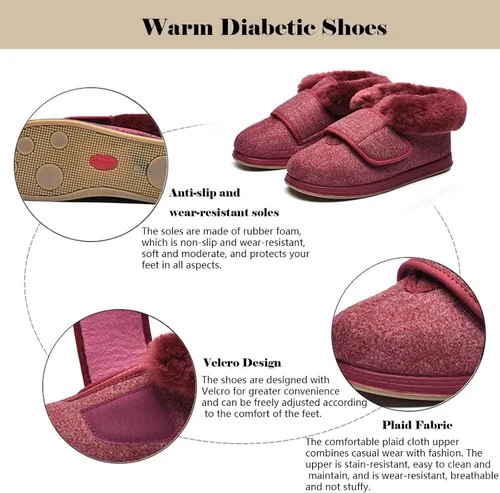 Vista 3 de RsFiL Men's Diabetic Shoes Wide Width Shoes,Winter Warm Diabetic Shoes for Men Women Extra Wide Width Thermal Shoes for Edema and Swollen Feet
