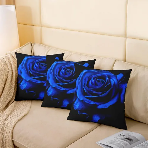 Vista 4 de Feelyou Funda de almohada rosa de 18 x 18 pulgadas, funda de almohada suave con flores florales de rosas para sala de estar, dormitorio, flor