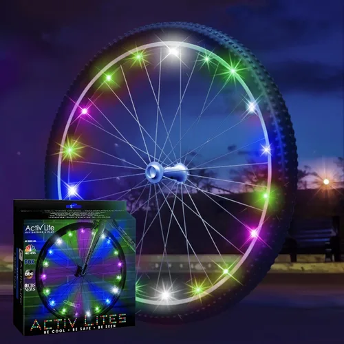 Vista 12 de Activ Life Luces LED para rueda de bicicleta con pilas incluidas. Obtén 100% más brillantes y visibles desde todos los ángulos para la máxima