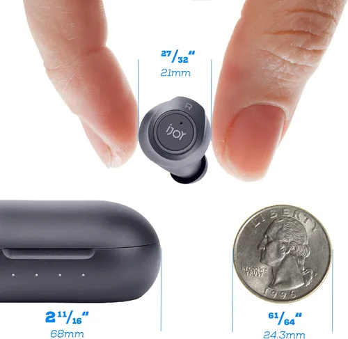 Vista 6 de iJoy Auriculares inalámbricos TWS de gravedad prémium compatibles con Bluetooth 5.0 con micrófono integrado y funda de recarga portátil, IPX4