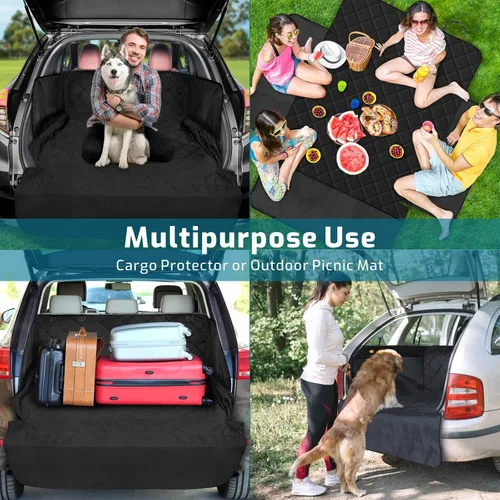 Vista 8 de Veckle SUV Cargo Liner para perros - Funda para maletero con protector de solapa para parachoques Waterproof Pet Cargo Cover with Side Flaps, Dog