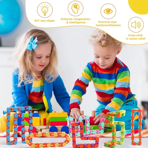 Vista 6 de Sotiff 60 Piezas Juguete Fidget Pista Loca Juguetes Fidget Wacky Tracks Serpiente Colorida Juguetes Regalos para Niños Adultos Autismo Alivio