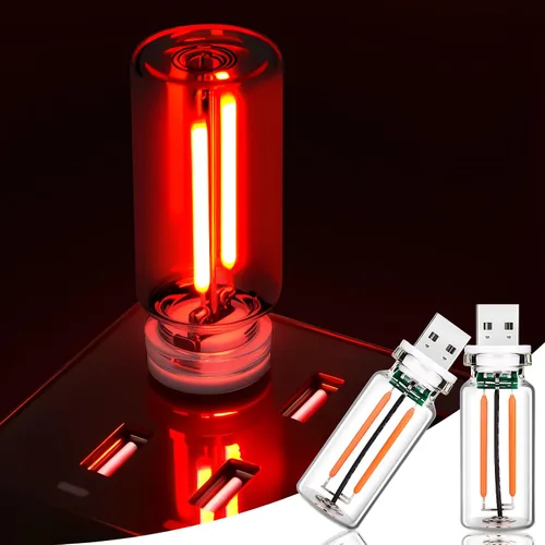 Vista 9 de 2 PCS Luces Ambientales USB Azules para Interior del Automóvil, Control Táctil Brillo Ajustable Enchufables Botella de Vidrio Retro Luces Nocturnas