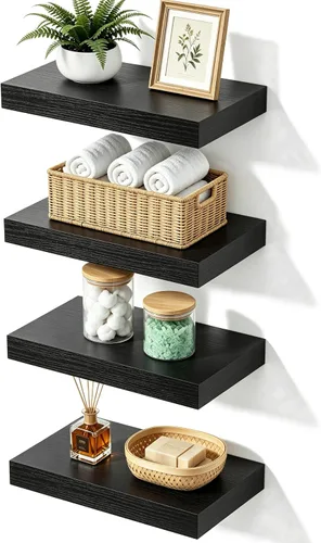 Vista 17 de Estantes flotantes de baño para pared, estantes de baño sobre el inodoro, estantes de pared y estante para libros, estante colgante, estantes