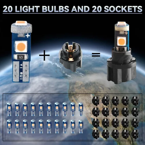 Vista 5 de NTNEV Focos LED para salpicadero superbrillantes, T5 37 74 Bombilla LED con enchufe de bloqueo giratorio PC74 PC37 para panel de instrumentos, luz
