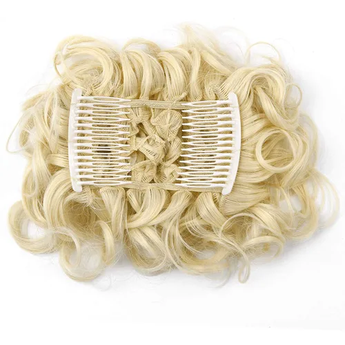 Vista 3 de Extensiones de moño de cabello rizado desordenado, moño updo, chignons fáciles de estirar, extensiones de cola de caballo