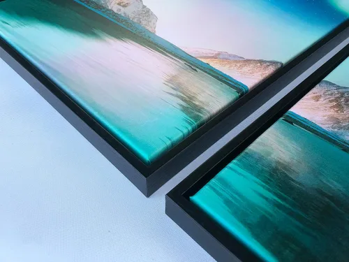 Vista 6 de DEKWINN Arte de pared enmarcado grande con estrellas y luces polares, arte de pared de paisaje nocturno de invierno con aurora, impresiones modernas