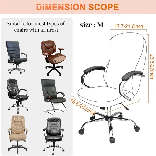 Vista 4 de Tatuo Fundas para silla de oficina y computadora, protector universal para silla giratoria, extraíble, lavable, con cremallera para respaldo de Negro
