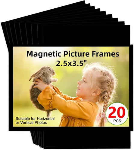 Vista 12 de CHUNNIAO Paquete de 24 imanes de fotos para refrigerador, más solución para mostrar tus fotos, 12 marcos de fotos para refrigerador y 12 hojas