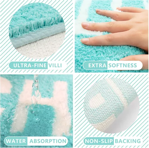 Vista 5 de RORA Alfombra de Baño Divertida y Bonita Chill Pill Azul Pequeña Alfombras de Baño Preppy Decoración de Baño Estética Alfombra de Baño