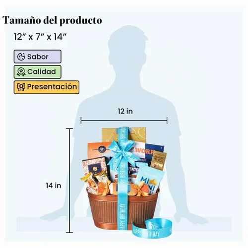 Vista 3 de Broadway Basketeers Cesta de regalo de feliz cumpleaños de dulces y aperitivos gourmet, comparte la alegría con mermelada, cesta de regalo