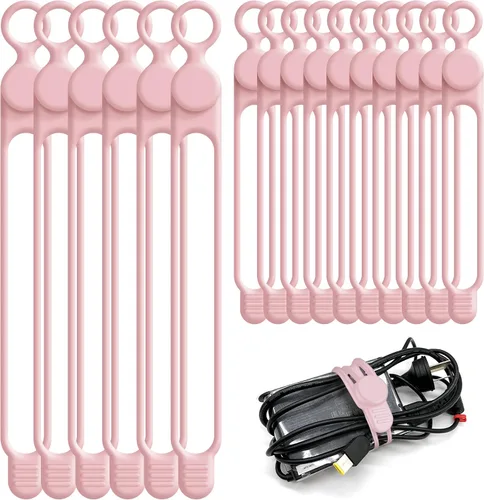 Vista 22 de Bridas de silicona para cables, organizador de cables (16 negro (16pcs-Black)