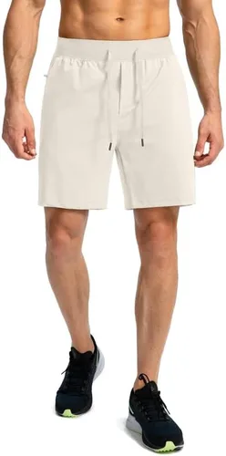 Vista 2 de Pantalones deportivos para hombres, pantalones cortos livianos y de secado rápido para gimnasio y entrenamiento atlético con bolsillos
