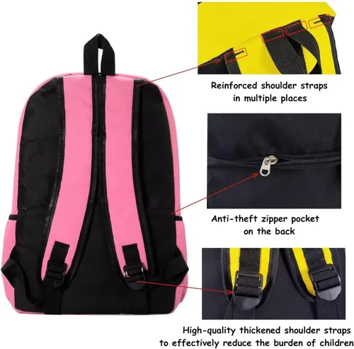 Vista 6 de Mochila para niños de 15 pulgadas, ligera, para escuela primaria, para jardín de infantes, mochila de viaje casual, Rosado, Personalizado