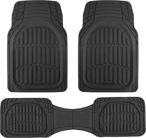 Vista 14 de Motor Trend -2 alfombrillas delanteras para el piso del automóvil- Forros de contorno FlexTough negros - Alfombrillas de goma resistentes