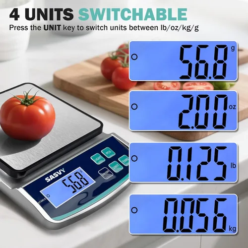 Vista 4 de Balanza Digital de Laboratorio 5000g x 0.1g oz/lb/g/kg Balanza Electrónica de Precisión Científica, Analítica para Laboratorio, Joyería, Cocina