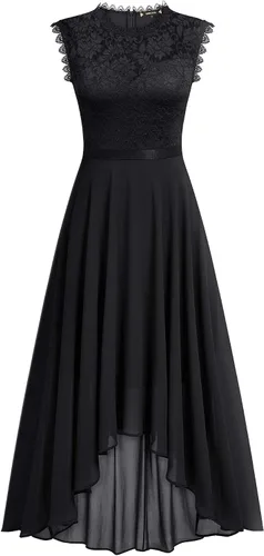 Vista 5 de Miusol Vestido largo formal de dama de honor estilo retro con encaje para mujer